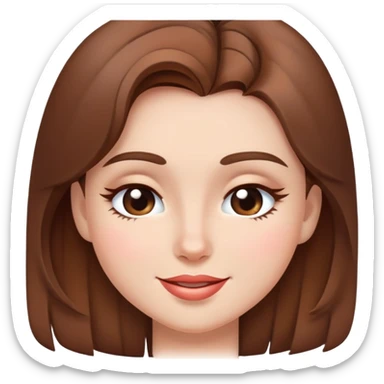 brown long hair girl with soft makeup, winking sticker