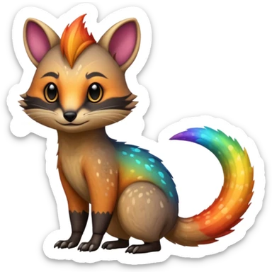 Fiery Rainbow-Sparkly Handsome Wicked Cool Hot Edgy Badass Numbat-Trico-Civet-Vernid-fusion-hybrid-creature sticker