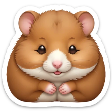 Meme-Worthy Cute Sleeping Brown Hamster Portrait Emoji, Head resting peacefully with a contented smile, showcasing a delightfully compact build and a luxuriously soft rich brown fur, eyes shut in a serene nap, Simplified yet hilariously adorable features, highly detailed, glowing with a soft, drowsy light, high shine, relaxed and utterly lovable, stylized with an air of playful laziness, bright and heartwarming, soft glowing outline, capturing the essence of a comically sleepy hamster, so meme-worthy it feels like it could instantly become the next viral sensation of adorable slumber! sticker