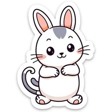 a cat and a rabbit hugging sticker