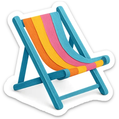 colorful and playful beach chair in paper-craft style sticker