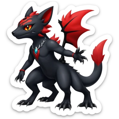 Shiny Dark Gothic Badass Handsome Salandit-Zorua-Litten full body sticker