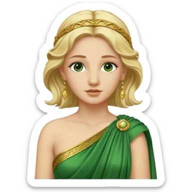 Ancient Roman woman with earrings and blonde hair, green dress sticker