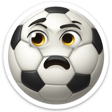 Soccer ball with wry expression sticker