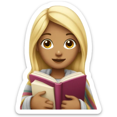 Blonde girl with blanket and book sticker