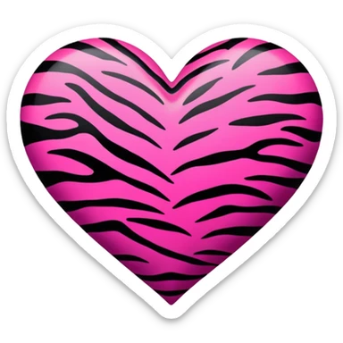 dark pink zebra print heart sticker