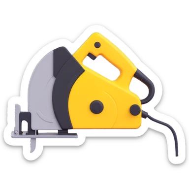 create a 3d Electric saws image using a combination of black and yellow colors sticker