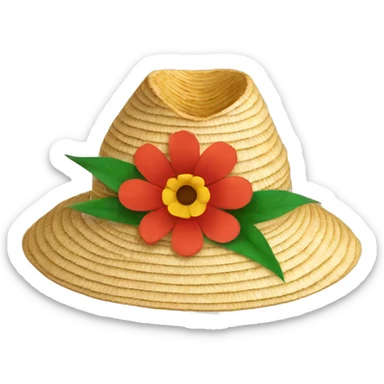 straw hat with flower in it sticker