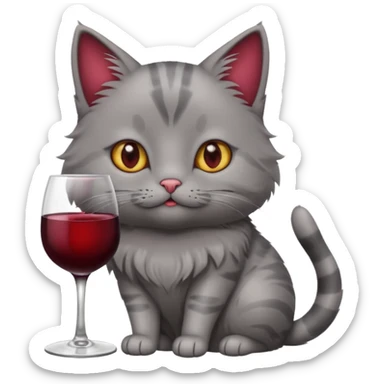gray Cat sitting On A Couch With Wine sticker