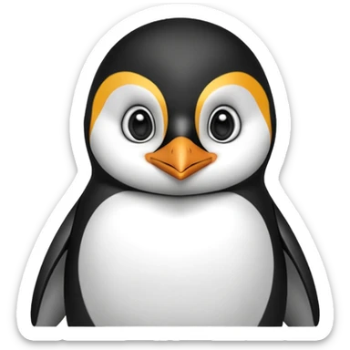 peguin hald body, hand on chin, wow suprise, half body sticker