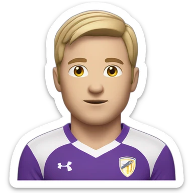white man soccer player with purple shirt and white short sticker