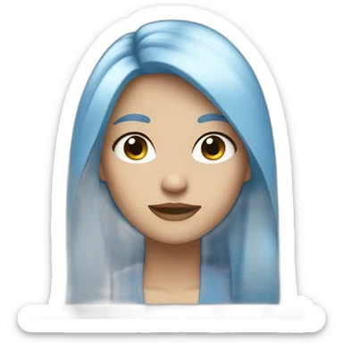 White women with half grey and half blue long hair sticker