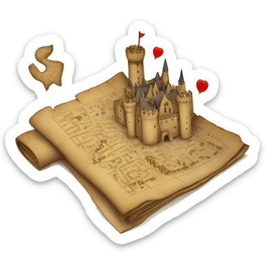 The marauders map with castle and red footprints sticker