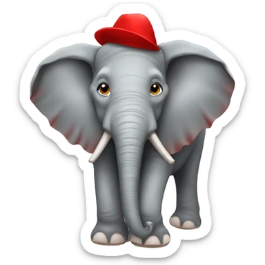Elephant with a red hat  sticker