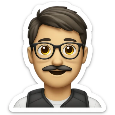 boy with a mustache and beard with a pair of glasses sticker