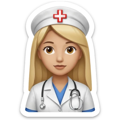 Mujer color de piel moreno claro, con cabello rubio largo, lacio y suelto, de enfermera sticker