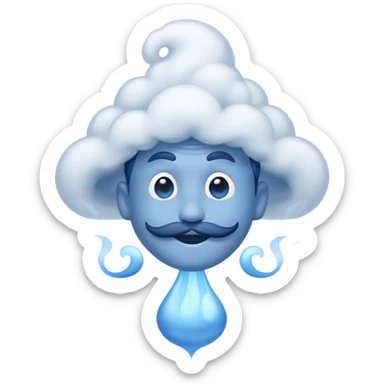 blue genie emerging smoke. sticker