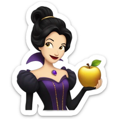 The Evil Queen Regina Mills from Once Upon A Time, holding a golden apple,smirking evily. sticker