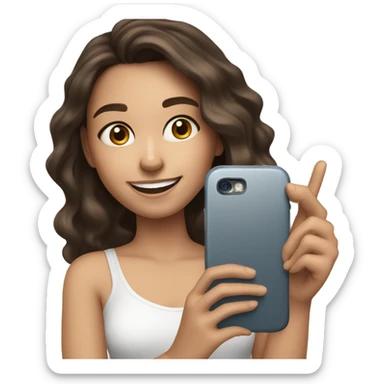 Brunette white girl taking picture with a phone sticker