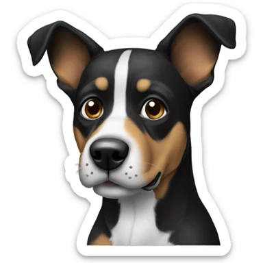 Perro de color negro con una oreja parada y la otra no  sticker