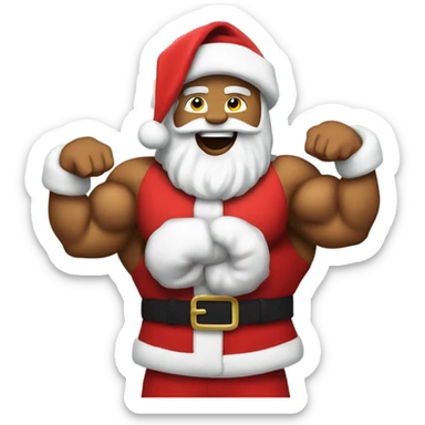 Wearing a Santa outfit flexing muscles  sticker