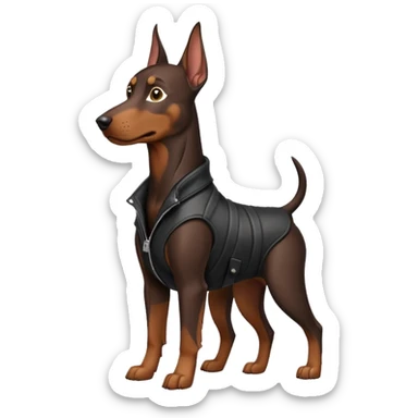 Doberman with clothes on sticker