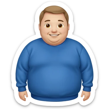 fat man wearing blue sweatshirt sticker