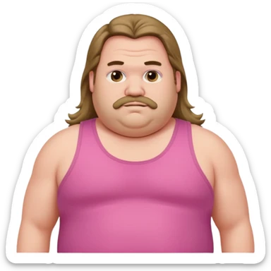 Long hair fat men in pink tank top sticker