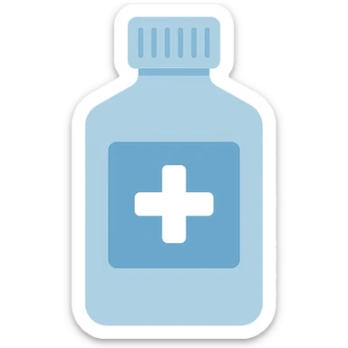 antiseptic bottle with medical label, colorful style sticker