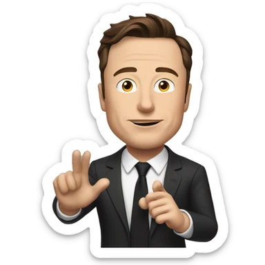 elon musk half body emoji style explaining something with moving right hand  sticker