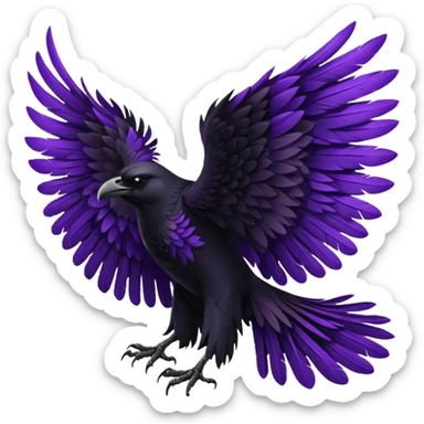 Black  and purple realistic Raven wings, wings only sticker