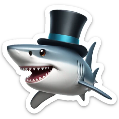 Shark with a top hat sticker