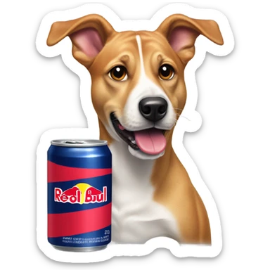 Dog drinking redbull sticker
