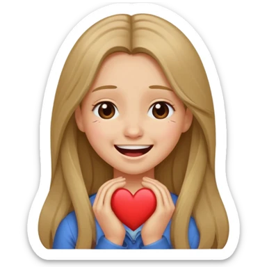 милая девушка с темно русыми длинными волосами, показывает сердечко, смеется до слез, грустит sticker