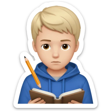 Teen boy drawing in notebook sticker