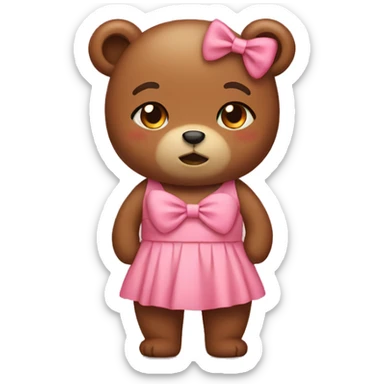 Bear wearing a bow dress sticker