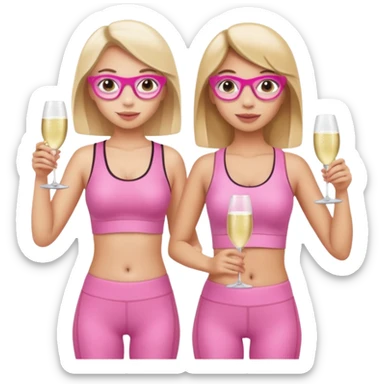 two girl pink pilates prosecco sticker