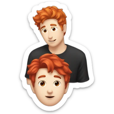 pale guy with red hair kissing pale guy with black hair  sticker