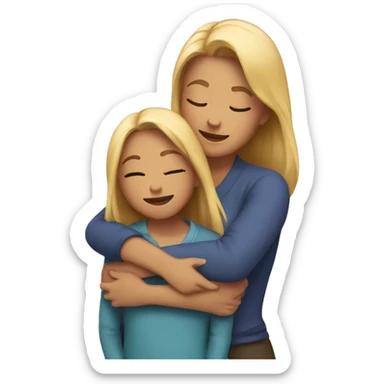 Mom and daughter hugging sticker