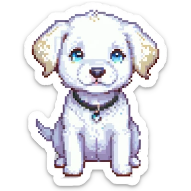 cute cartoon white puppy sticker