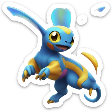 Colorful Neon Colors Vibrant Colors Flying Futuristic Fakémon-Pokémon-Creature Full Body sticker