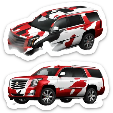 camouflage style red white and black, Cadillac Escalade sticker