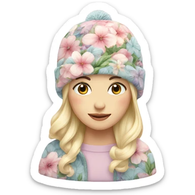 pastel floral winter hat sticker