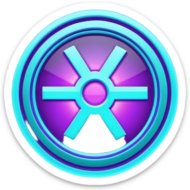 futuristic minimalistic glowing reload symbol, purple and cyan energy glow, dark background, clean modern design, 1:1 aspect ratio, no face sticker