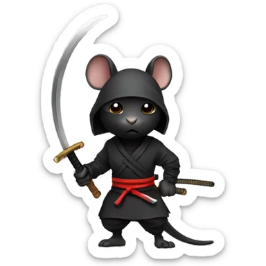 ninja black skin adult rat with katana sticker
