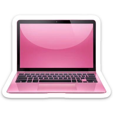  pink pink laptop with a sleek modern design, open screen, soft lighting and reflections, minimal aesthetic, isolated on transparent background, realistic style sticker