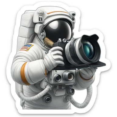 astronaut taking a photo with an old camera sticker