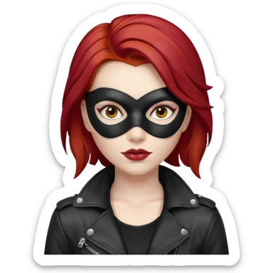 woman thief chic with robber mask and red hair sticker