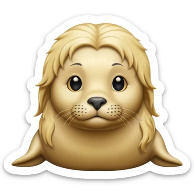 Seal with long wavy blonde hair sticker