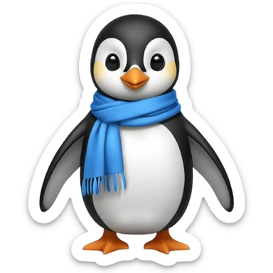 penguin with blue scarf  sticker